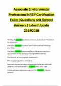 Associate Environmental Professional NREP Certification Exam &vert; Questions and Correct Answers &vert; Latest Update 2024&sol;2025