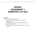 IND2601 ASSIGNMENT 1 SEMESTER 2 2022 (ALL SOLUTIONS/ANSWERS)