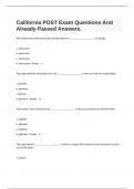  California POST Exam Questions And Already Passed Answers&period;