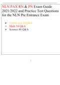 NLN PAX RN & PN Exam Guide   2021&sol;2022 and Practice Test Questions for the NLN Pre Entrance Exam   &Tab;Verbal quiz 85Q&A &Tab;Math 54 Q&A &Tab;Science 80 Q&A