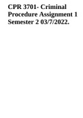 CPR3701 - Criminal Procedure Assignment 1 Semester 2 03/7/2022.