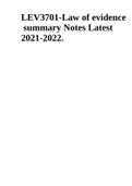 LEV3701-Law of evidence summary Notes Latest 2021-2022.