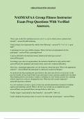NASM&sol;AFAA Group Fitness Instructor Exam Prep Questions With Verified Answers&period;