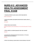 NURS 612 / NURS612 ADVANCED HEALTH ASSESSMENT FINAL EXAM. QUESTIONS WITH ANSWERS.