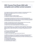 CEC Course Final Exam 2022 with complete and verified correct answers