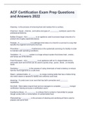 ACF Certification Exam Prep Questions and Answers 2022