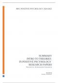 Intro and theories into positive psychology&colon; A complete summary of all papers and articles discussed in the course