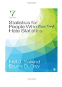 Statistics for People Who Think They Hate Statistics 7th Edition Salkind Frey Test Bank |ALL 19 CHAPTERS |COMPLETE GUIDE A+|ISBN-13:9781544381855