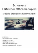 Schoevers moduleopdracht Arbeidsrecht en Verzuim - HRM voor Officemanagers - Geslaagd juni 2022 - Cijfer 8