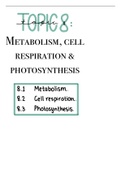 Biology IB Diploma Program Topic 8: Metabolism, Cell Respiration and Photosynthesis