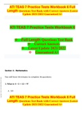 ATI TEAS 7 Practice Tests Workbook 6 Full Length Questions Test Bank with Correct Answers |Latest Update 2021/2022 Guaranteed A+ 