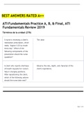 ATI Fundamentals Practice A, B, & Final, ATI Fundamentals Review 2019 RATEED 100% CORRECT 