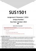 SUS1501 Assignment 8 PORTFOLIO &lpar;ANSWERS&rpar; Semester 2 2024 - DISTINCTION GUARANTEED