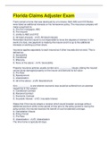 Florida Claims Adjuster Exam &vert; 206 Questions with 100&percnt; Correct Answers &vert; 33 Pages
