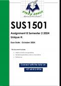 SUS1501 Assignment 8 PORTFOLIO &lpar;QUALITY ANSWERS&rpar; Semester 2 2024