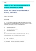 Test Bank for Canadian Fundamentals of Nursing 6th Edition by Potter 833 pages
