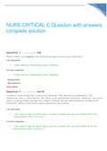  NURS CRITICAL C Question with answers complete solution