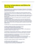 Nursing Jurisprudence and Ethics for Texas Nurses &vert; with 100&percnt; Correct Answers