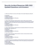 Security Incident Response &lpar;SIR&rpar; 2022 Updated Questions and Answers