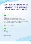 Exam 3&colon; NURS 629&sol; NURS629 &lpar;Latest 2024&sol; 2025 Update&rpar; Pediatric&sol; Family Health Care Guide &vert; Qs & As&vert; 100&percnt; Correct&vert; Grade A &lpar;Verified Answers&rpar;- Maryville