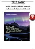 Test Bank - Art and Science of Leadership&comma; 8th Edition by Afsaneh Nahavandi&comma; All 10 Chapters Covered&comma; Verified Latest Edition