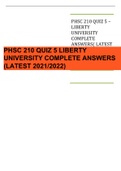 PHSC 210 QUIZ 5 LIBERTY UNIVERSITY COMPLETE ANSWERS (LATEST 2021/2022)