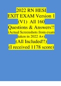2022/2023 HESI EXIT RN V1 EXAM [ NEW ] All 160 Qs & As Included - Guaranteed Pass A+!!! (All Brand New Q&A Pics Included)