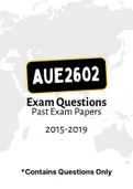 AUE2602 - Exam Questions PACK (2015-2019)