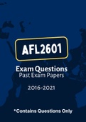 AFL2601 - Exam Questions PACK (2016-2021)