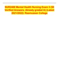 NUR2488 Mental Health Nursing Exam 3 &lpar;50 Verified Answers&comma; Already graded A&rpar; &lpar;Latest 2021&sol;2022&rpar;&colon; Rasmussen College