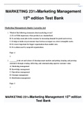 MARKETING 231>Marketing Management 15th edition Test Bank