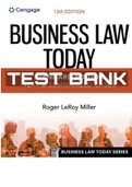 TEST BANK for Business Law Today Standard Text and Summarized Cases 13th Edition by Miller. All Chapters 1-36. 552 Pages