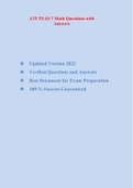 ATI TEAS 7 Math Questions with Answers   Updated Version 2022 	Verified Questions and Answers 	Best Document for Exam Preparation 	100 % Success Guaranteed