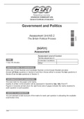 ADVANCED SUBSIDIARY (AS) General Certificate of Education Government and Politics Assessment Unit AS 2 The British Political Process [SGP21] Assessment latest updates 2022