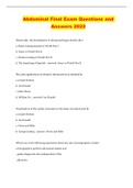 Abdominal Final Exam Questions and Answers 2022