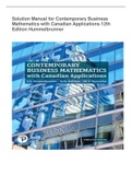 Solution Manual for Contemporary Business Mathematics with Canadian Applications 