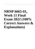NRNP 6665-01, Week 11 Final Exam 2022 (100% Correct Answers & Explanations)