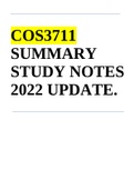 COS3711 SUMMARY STUDY NOTES 2022 UPDATE