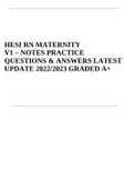 HESI RN MATERNITY V1 – NOTES PRACTICE QUESTIONS & ANSWERS LATEST UPDATE 2022/2023 GRADED A+