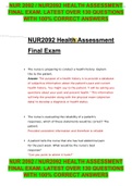 NUR 2092 / NUR2092 HEALTH ASSESSMENT FINAL EXAM. LATEST OVER 130 QUESTIONS WITH 100% CORRECT ANSWERS