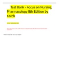 Focus on Nursing Pharmacology 8th Edition Karch Test Bank ALL CHAPTERS