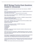 MCAT Biology Practice Exam Questions Graded A&plus; &lpar;Answered&rpar;
