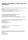 CHAPTER 3--PERSONALITY&comma; PERCEPTION&comma; AND ATTRIBUTION