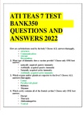 ATI TEAS 7 TEST BANK (SUMMER 2022) 350 QUESTIONS AND ANSWERS 2022