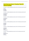 Civil Service Exam&colon; Practice Test &num;1&colon; Clerical Ability &vert; with COMPLETE SOLUTION