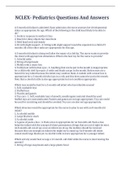 NCLEX- Pediatrics Questions And Answers Latest Update 2022&sol;2023 With Complete Top Solution&period;Download