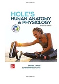 Holes Human Anatomy and Physiology 16th Edition Welsh Test Bank ALL CAHPTER 1 - 24 |TEST BANK| COMPLETE GUIDE A+| ISBN: 9781260265224