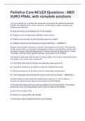 Palliative Care NCLEX Questions - MED SURG FINAL with complete solutions
