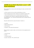 ASWB Social Work Bachelor Level &sol; LSW Exam Questions &lpar;132 Questions with 100&percnt; Correct Answers&rpar;