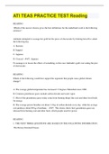 ATI TEAS PRACTICE TEST Reading &lpar;with COMPLETE SOLUTION&rpar; 106 PAGES